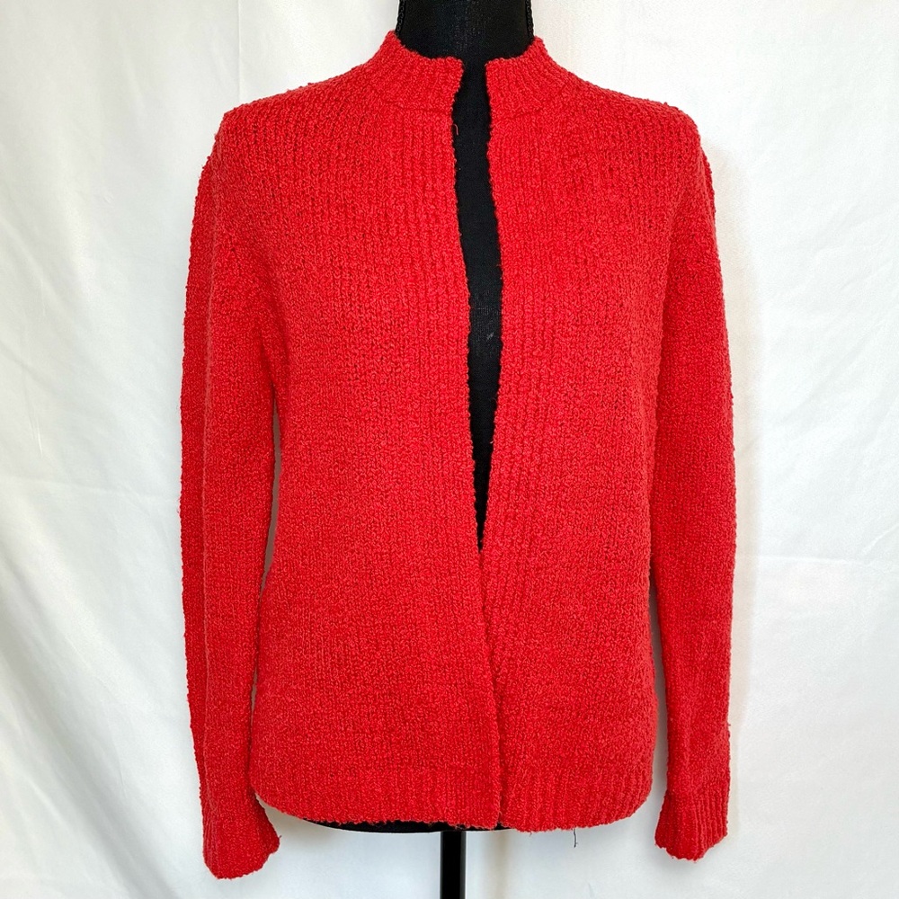 Vintage LeRoy Knitwear Red Cardigan Sweater Women’s M Open Front 80s Taiwan